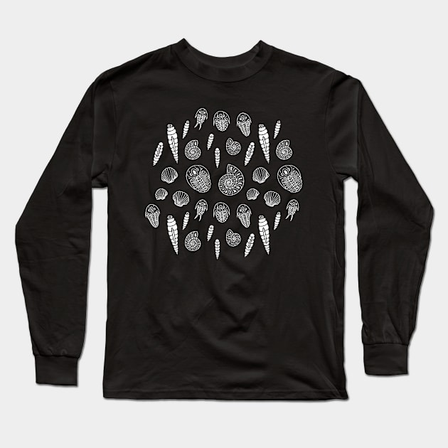 Paleozoic Fossil Pattern: Dark Long Sleeve T-Shirt by squidego